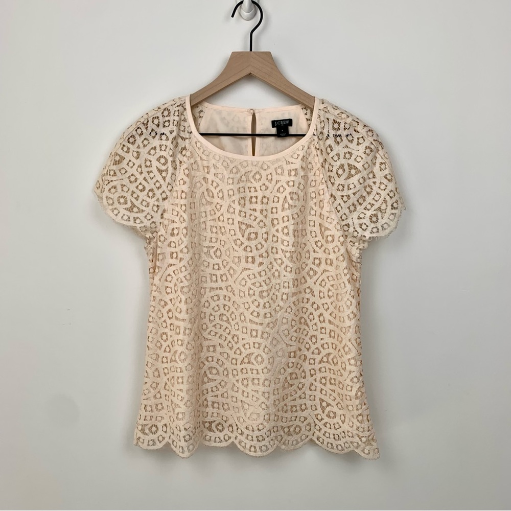 J Crew Cream Floral Lace Blouse, 2
